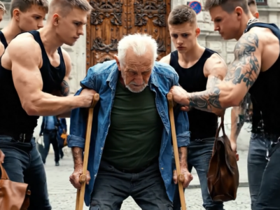 Utcai huligánok támadtak rá egy mankókkal közlekedő idős férfira, és a földre tiporták. A járókelők csak bámultak, senki sem mert közbeavatkozni – ám abban a szent pillanatban egy autó fékezett mellettük, és ami ezután történt, attól az egész utca megfagyott a döbbenettől… 😱😨