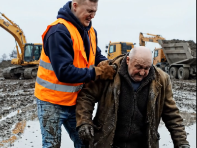 A fiatal munkás pimaszul nevetve lökte bele idős kollégáját a sárba… de hamarosan az arcára fagyott a mosoly, amikor három fekete luxusautó fékezett le az építkezés mellett! 😱😲
