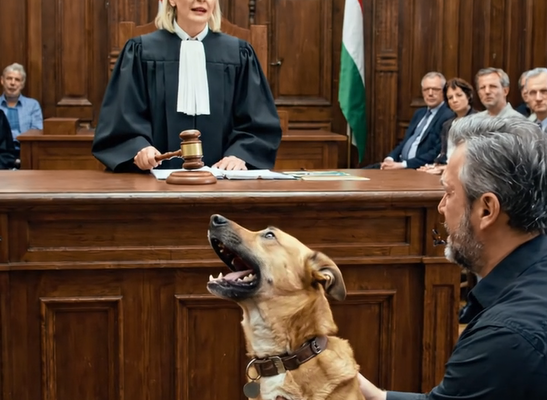 Egy három évig húzódó tárgyalás utolsó meghallgatásán a kutyája