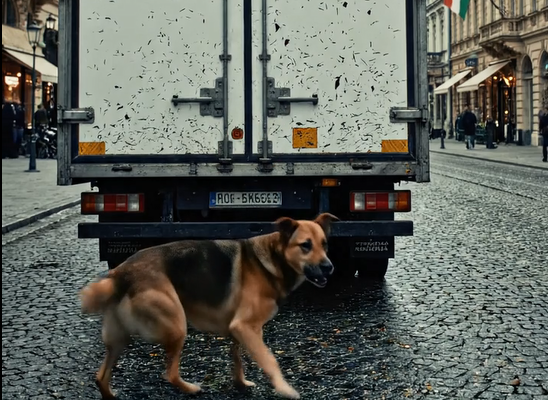 Egy kutya megállított egy szállító teherautót, és kétségbeesetten próbálta kinyitni a hátsó ajtót… de amikor